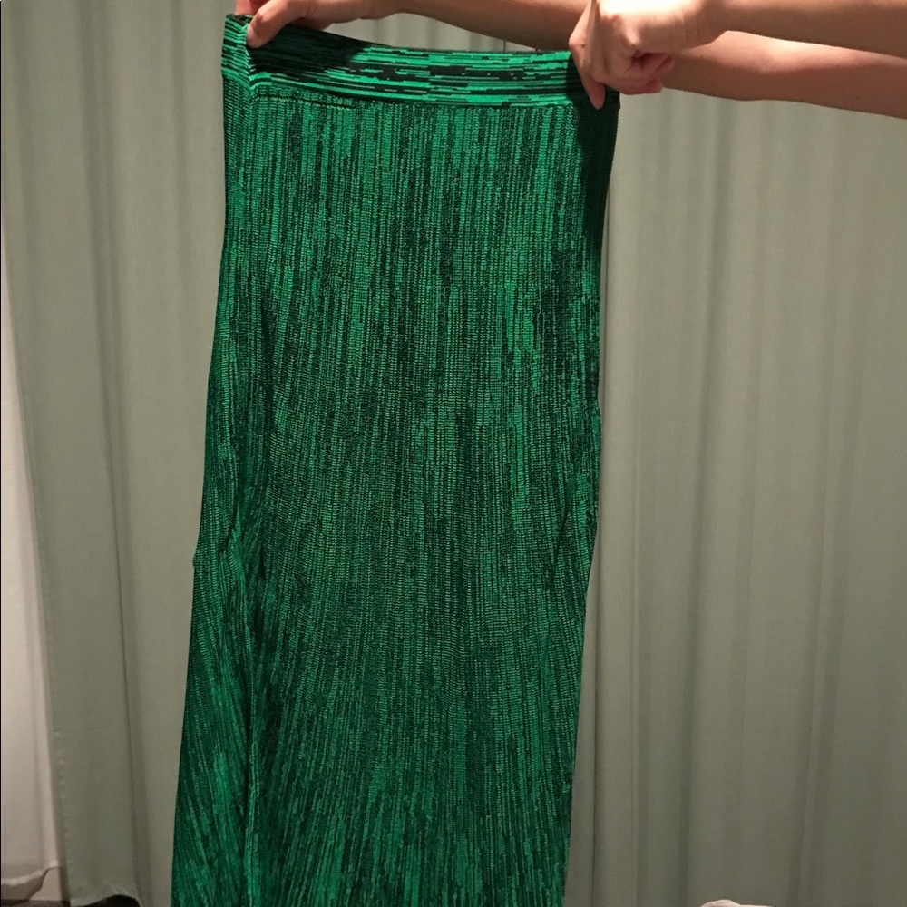 sandro green knit long skirt